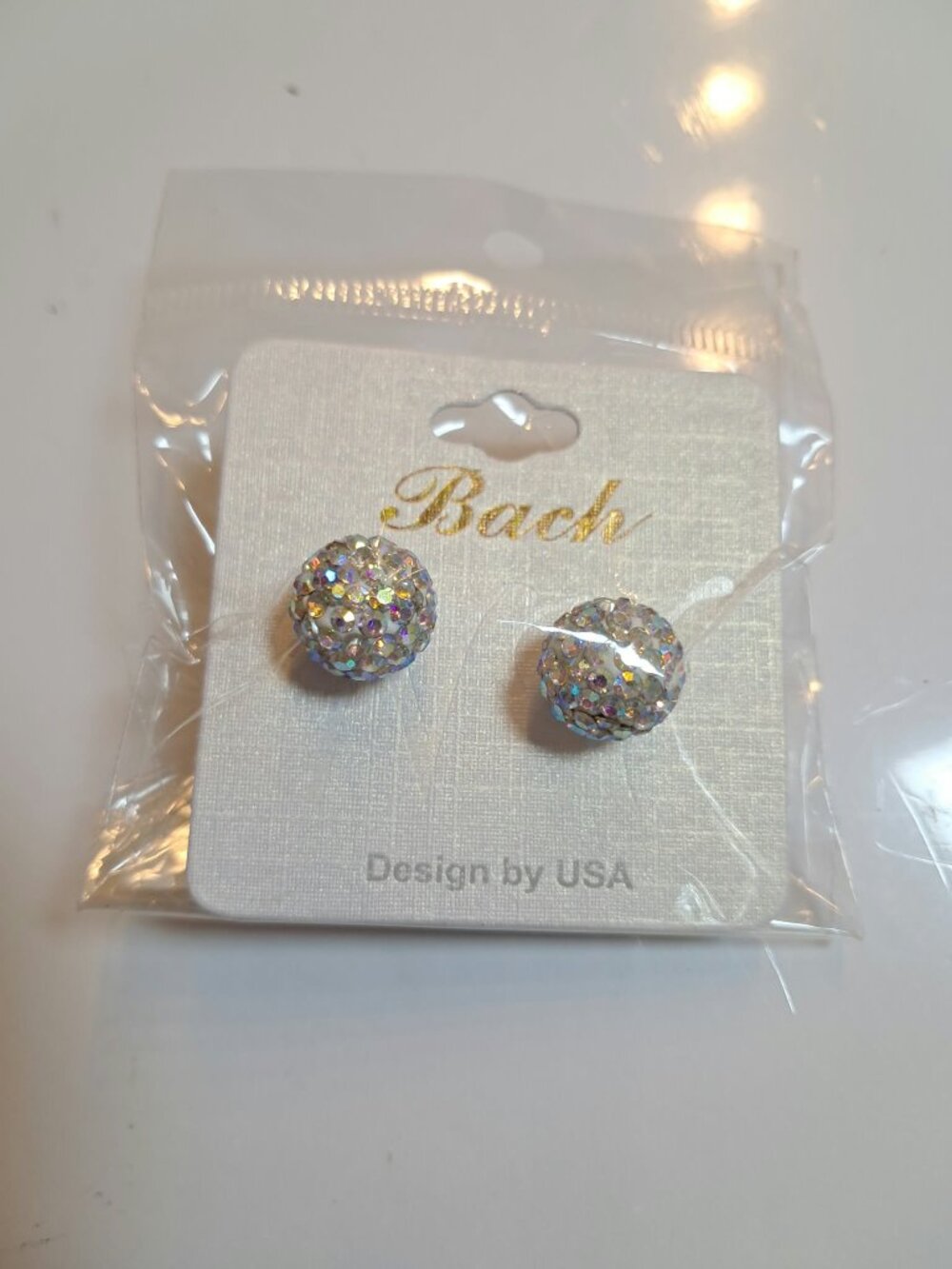 Bach Design Rhinestone Crystal Sphere Stud Earrings New
